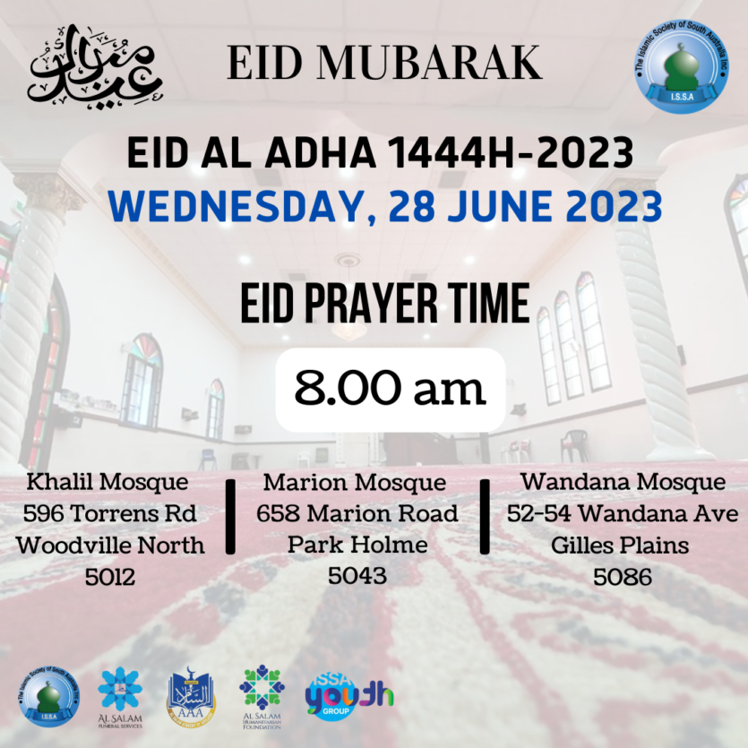 Eid Al Adha 1444H2023 Prayer Time Islamic Society Of South Australia